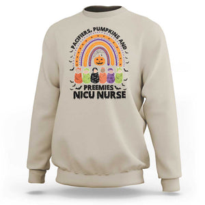 NICU Nurse Halloween Sweatshirt Pacifiers Pumpkins And Preemies Baby Rainbow Bat TS11 Sand Print Your Wear