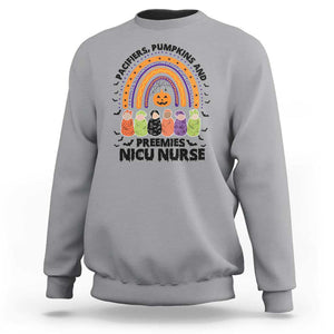 NICU Nurse Halloween Sweatshirt Pacifiers Pumpkins And Preemies Baby Rainbow Bat TS11 Sport Gray Print Your Wear