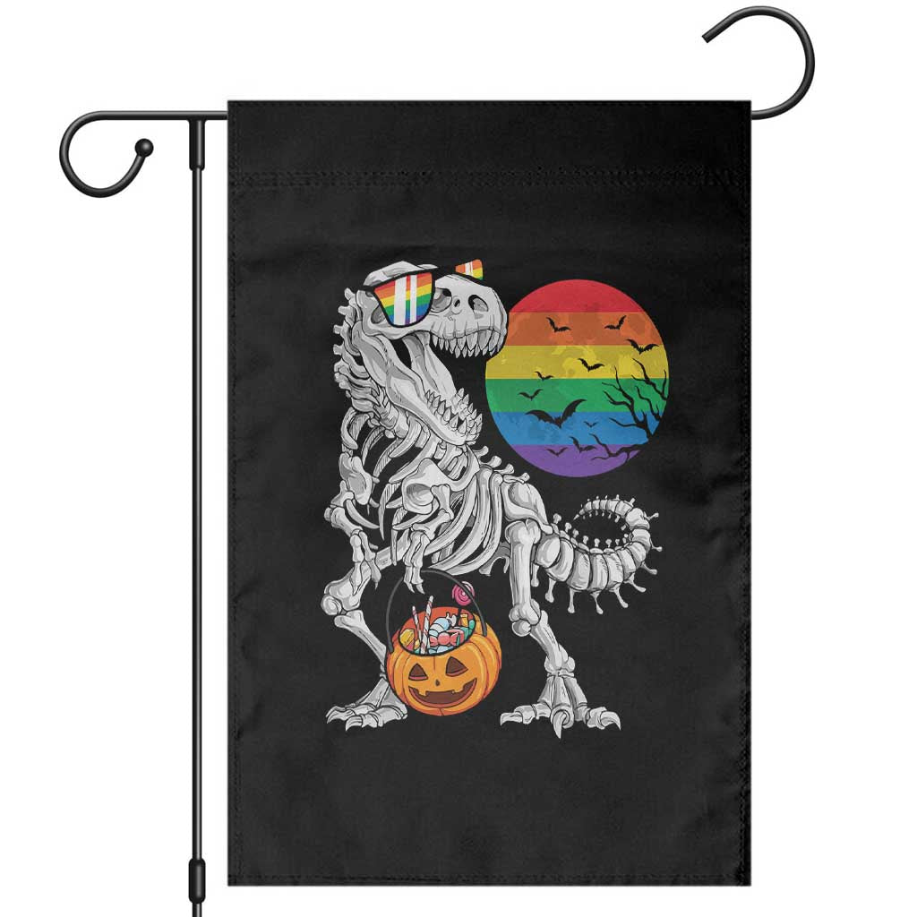 Halloween LGBT Garden Flag Scary Dinosaur Skeleton T rex Rainbow Moon TS11 Black Print Your Wear