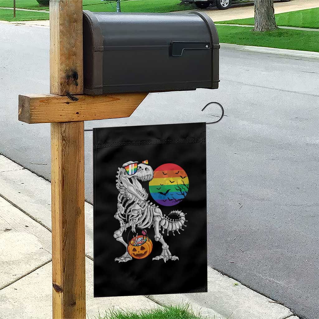 Halloween LGBT Garden Flag Scary Dinosaur Skeleton T rex Rainbow Moon TS11 Print Your Wear