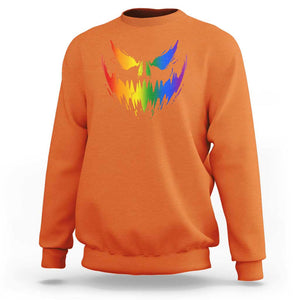 Funny Halloween LGBT Sweatshirt Jack O Lantern Scary Carved Pumpkin Face Rainbow Flag TS11 Orange Print Your Wear