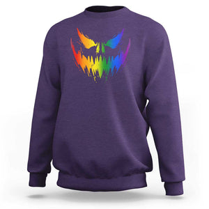 Funny Halloween LGBT Sweatshirt Jack O Lantern Scary Carved Pumpkin Face Rainbow Flag TS11 Purple Print Your Wear