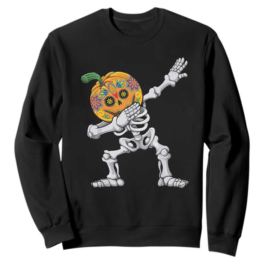 Day Of The Dead Sweatshirt Dabbing Pumpkin Skeleton Halloween Sugar Skull TS11 Black Print Your Wear