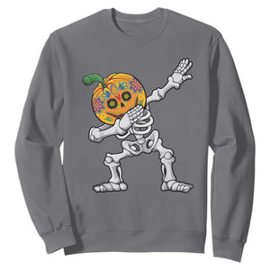 Day Of The Dead Sweatshirt Dabbing Pumpkin Skeleton Halloween Sugar Skull TS11 Charcoal Print Your Wear