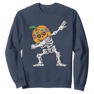 Day Of The Dead Sweatshirt Dabbing Pumpkin Skeleton Halloween Sugar Skull TS11 Navy Print Your Wear