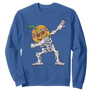 Day Of The Dead Sweatshirt Dabbing Pumpkin Skeleton Halloween Sugar Skull TS11 Royal Blue Print Your Wear