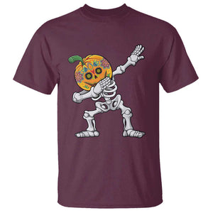 Day Of The Dead T Shirt Dabbing Pumpkin Skeleton Halloween Sugar Skull TS11 Maroon Print Your Wear