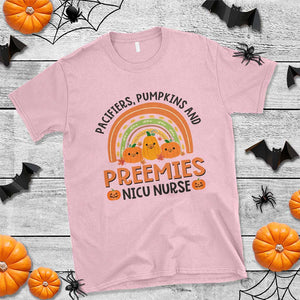 Halloween Nurse T Shirt Pacifiers Pumpkins And Preemies Baby Pumpkin Rainbow Fall Season TS11 Light Pink Print Your Wear