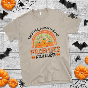 Halloween Nurse T Shirt Pacifiers Pumpkins And Preemies Baby Pumpkin Rainbow Fall Season TS11 Sand Print Your Wear