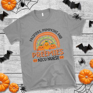 Halloween Nurse T Shirt Pacifiers Pumpkins And Preemies Baby Pumpkin Rainbow Fall Season TS11 Sport Gray Print Your Wear