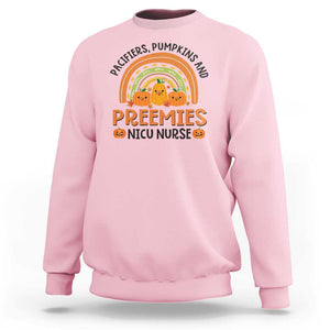 Halloween Nurse Sweatshirt Pacifiers Pumpkins And Preemies Baby Pumpkin Rainbow Fall Season TS11 Light Pink Print Your Wear