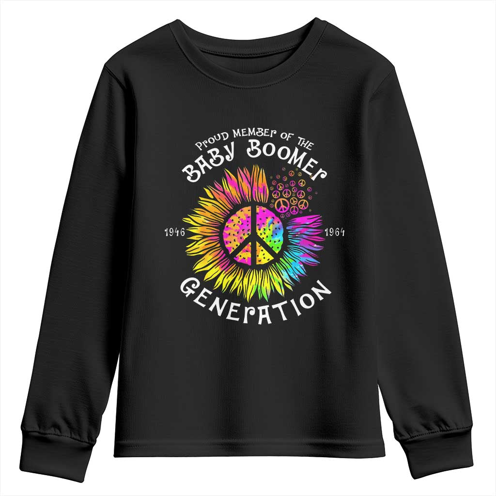Proud Member Of The Baby Boomer Generation Youth Sweatshirt Hippie Sunflower TS11 Black Print Your Wear