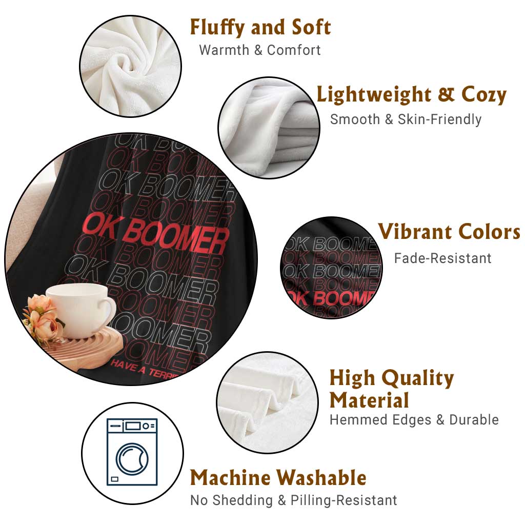 Funny OK Boomer Throw Blanket Gen Z Millennials Generation Meme Joke TS11 Print Your Wear