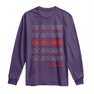 Funny OK Boomer Long Sleeve Shirt Gen Z Millennials Generation Meme Joke TS11 Purple Print Your Wear
