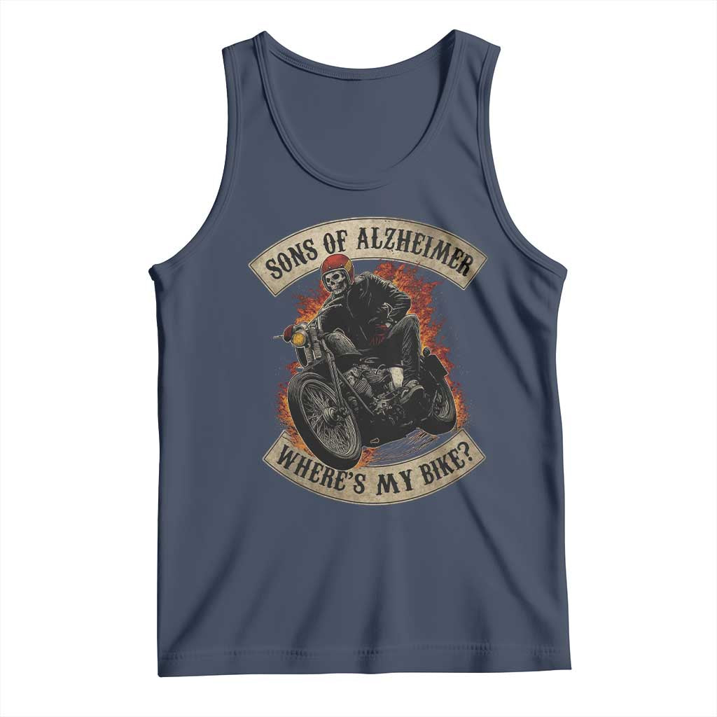 Funny Grumpy Old Biker Tank Top Sons Of Alzheimer Where Is My Bike TS11 Navy Print Your Wear