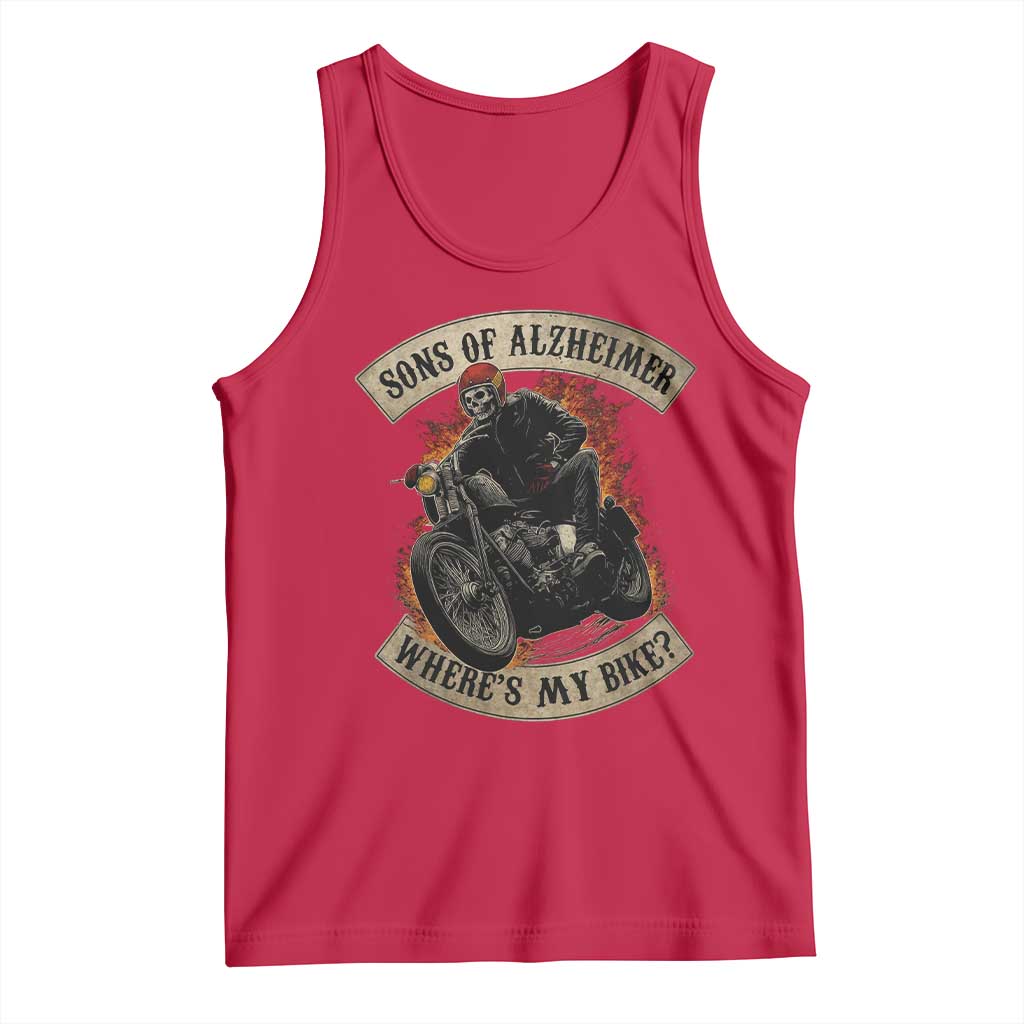 Funny Grumpy Old Biker Tank Top Sons Of Alzheimer Where Is My Bike TS11 Red Print Your Wear