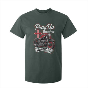 Pray Up Before You Mount Up T Shirt For Kid Christian Biker Religious Faith TS11 Dark Forest Green Print Your Wear