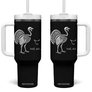 Well Shit Funny Thanksgiving Turkey Skeleton Wishbone Tumbler With Handle