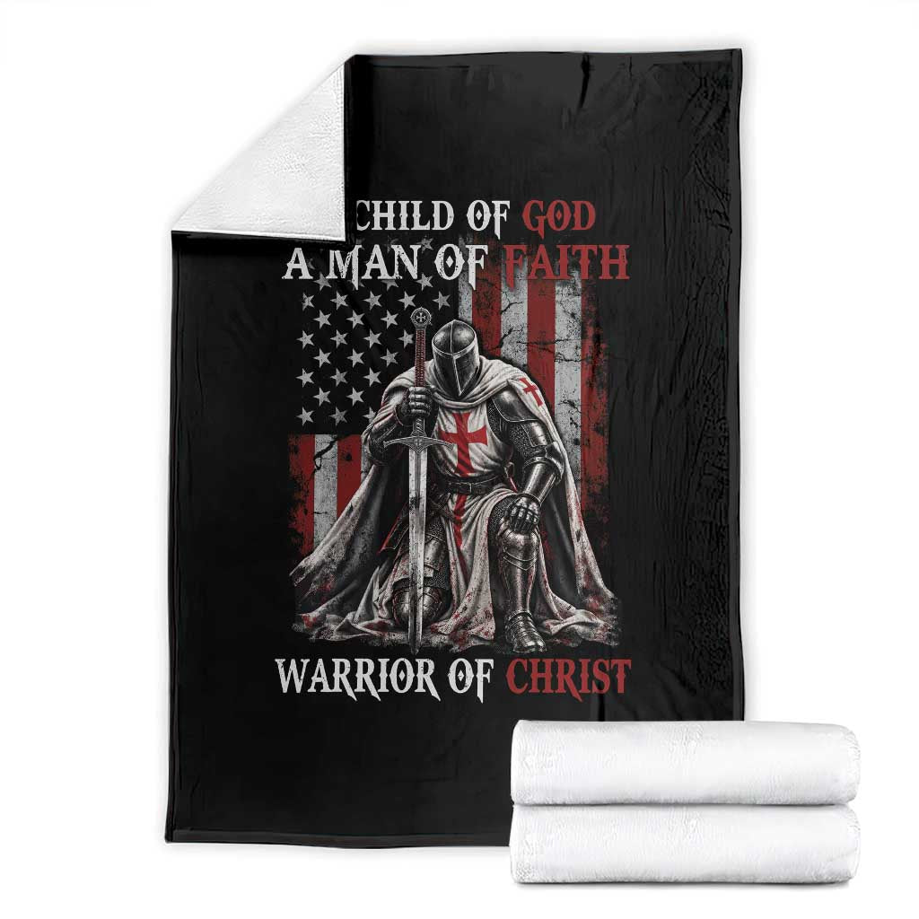 Knight Templar Throw Blanket A Child of God A Man of Faith Warrior of Christ USA Flag