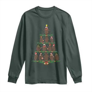 Funny Pesto Christmas Penguin Christmas Tree Long Sleeve Shirt TS11 Dark Forest Green Print Your Wear