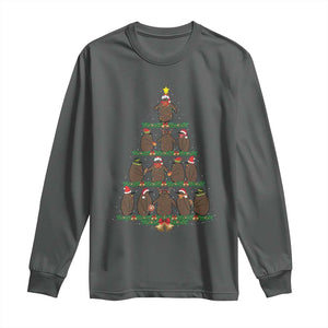 Funny Pesto Christmas Penguin Christmas Tree Long Sleeve Shirt TS11 Dark Heather Print Your Wear