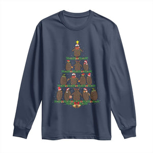 Funny Pesto Christmas Penguin Christmas Tree Long Sleeve Shirt TS11 Navy Print Your Wear