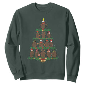 Funny Pesto Christmas Penguin Christmas Tree Sweatshirt TS11 Dark Forest Green Print Your Wear