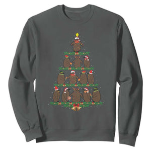 Funny Pesto Christmas Penguin Christmas Tree Sweatshirt TS11 Dark Heather Print Your Wear