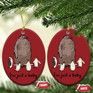 Funny Pesto The Penguin Christmas Ornament I'm Just A Baby Meme TS11 Oval Red Print Your Wear