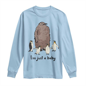 Funny Pesto The Penguin Long Sleeve Shirt I'm Just A Baby Meme TS11 Light Blue Print Your Wear