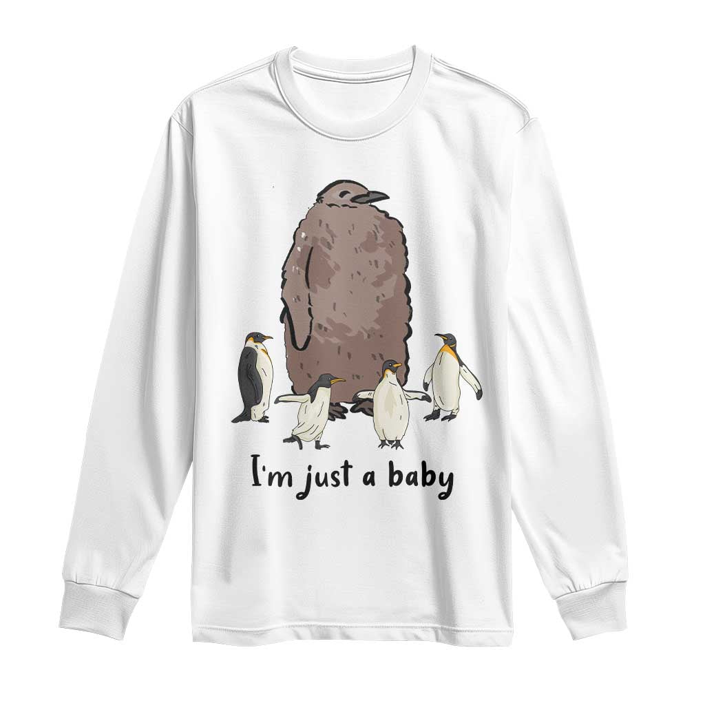 Funny Pesto The Penguin Long Sleeve Shirt I'm Just A Baby Meme TS11 White Print Your Wear