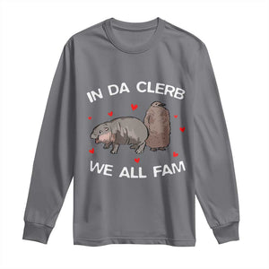 Funny Moo Deng Pesto Penguin Long Sleeve Shirt In Da Clerb We All Fam Hearts TS11 Charcoal Print Your Wear