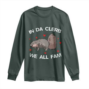 Funny Moo Deng Pesto Penguin Long Sleeve Shirt In Da Clerb We All Fam Hearts TS11 Dark Forest Green Print Your Wear