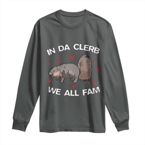 Funny Moo Deng Pesto Penguin Long Sleeve Shirt In Da Clerb We All Fam Hearts TS11 Dark Heather Print Your Wear