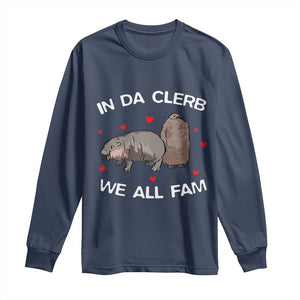 Funny Moo Deng Pesto Penguin Long Sleeve Shirt In Da Clerb We All Fam Hearts TS11 Navy Print Your Wear