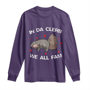 Funny Moo Deng Pesto Penguin Long Sleeve Shirt In Da Clerb We All Fam Hearts TS11 Purple Print Your Wear