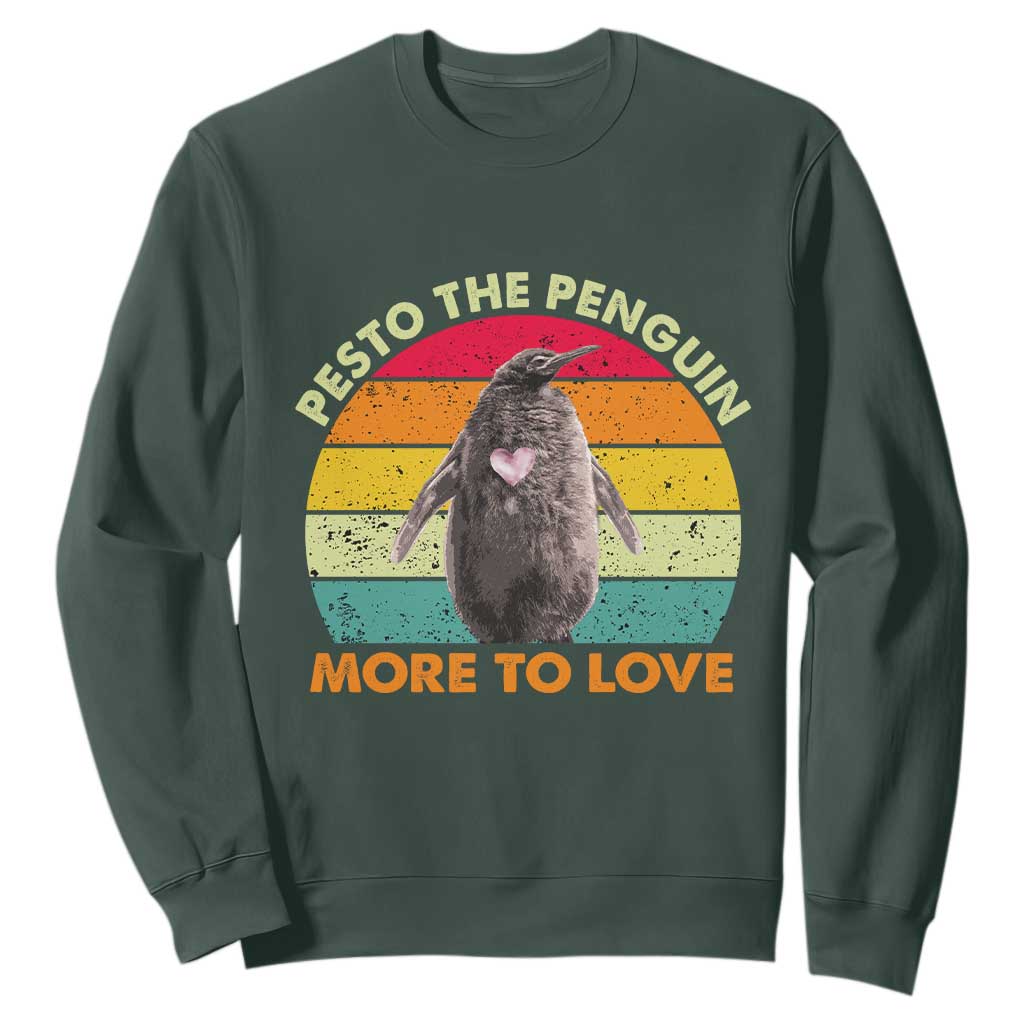 Pesto The Penguin Sweatshirt More To Love Vintage Sunset Retro TS11 Dark Forest Green Print Your Wear