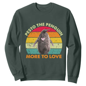 Pesto The Penguin Sweatshirt More To Love Vintage Sunset Retro TS11 Dark Forest Green Print Your Wear