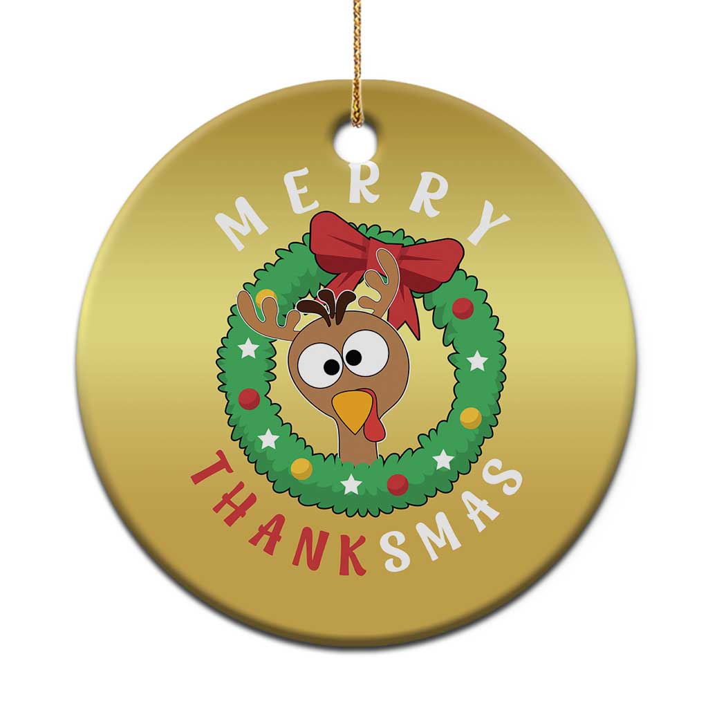 Funny Thanksgiving Xmas Christmas Ornament Merry Thanksmas Turkey Reindeer Antler TS11 Print Your Wear