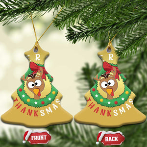 Funny Thanksgiving Xmas Christmas Ornament Merry Thanksmas Turkey Reindeer Antler TS11 Christmas Tree Gold Print Your Wear