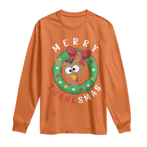 Funny Thanksgiving Christmas Long Sleeve Shirt Merry Thanksmas Turkey Reindeer Antler TS11 Orange Print Your Wear