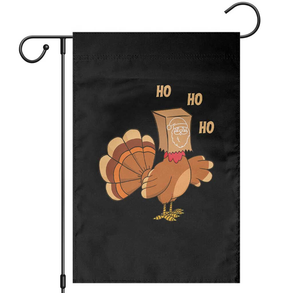 Funny Thanksgiving Christmas Triple Ho Santa Turkey Garden Flag TS11 Black Print Your Wear