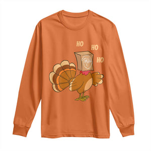 Funny Thanksgiving Christmas Triple Ho Santa Turkey Long Sleeve Shirt TS11 Orange Print Your Wear