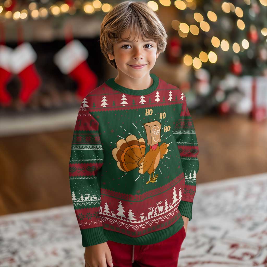 Funny Thanksgiving Xmas Triple Ho Santa Turkey Ugly Christmas Sweater TS11 Christmas Print Your Wear