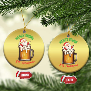 Funny Xmas Beer Christmas Ornament Merry Drunk I'm Xmas Wasted Santa TS11 Circle Gold Print Your Wear