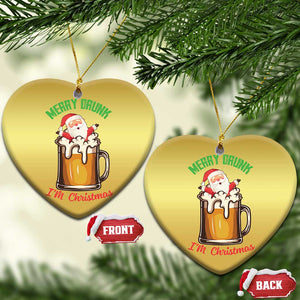 Funny Xmas Beer Christmas Ornament Merry Drunk I'm Xmas Wasted Santa TS11 Heart Gold Print Your Wear