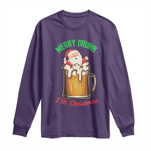 Funny Christmas Beer Long Sleeve Shirt Merry Drunk I'm Xmas Wasted Santa TS11 Purple Print Your Wear