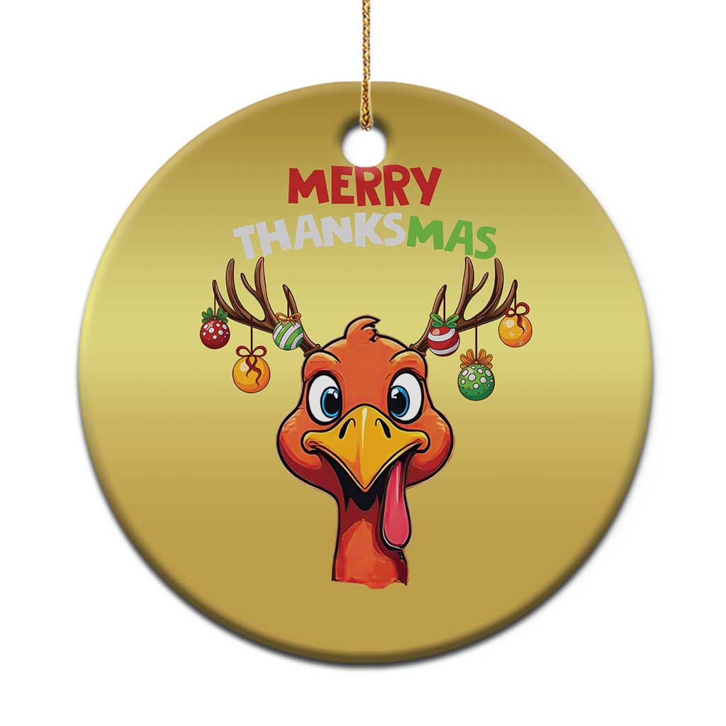 Funny Xmas Thanksgiving Christmas Ornament Merry Thanksmas Turkey Reindeer Antler Baubles TS11 Print Your Wear