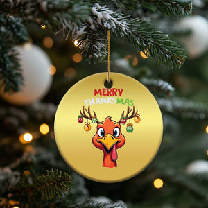 Funny Xmas Thanksgiving Christmas Ornament Merry Thanksmas Turkey Reindeer Antler Baubles TS11 Print Your Wear