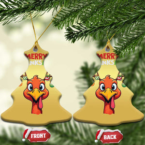 Funny Xmas Thanksgiving Christmas Ornament Merry Thanksmas Turkey Reindeer Antler Baubles TS11 Christmas Tree Gold Print Your Wear